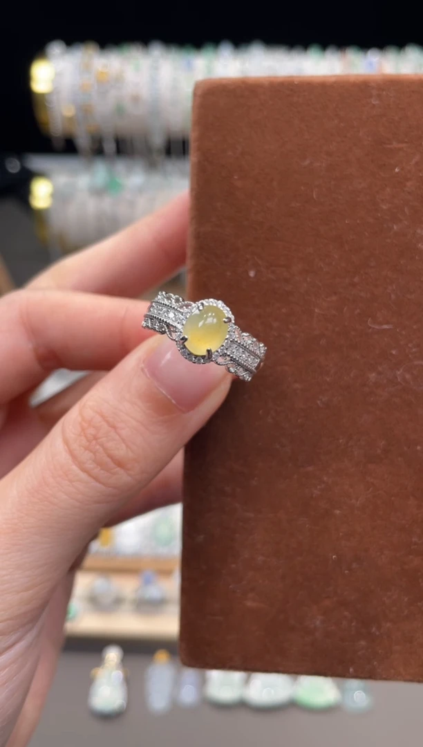 银S925镶嵌戒指翡翠1