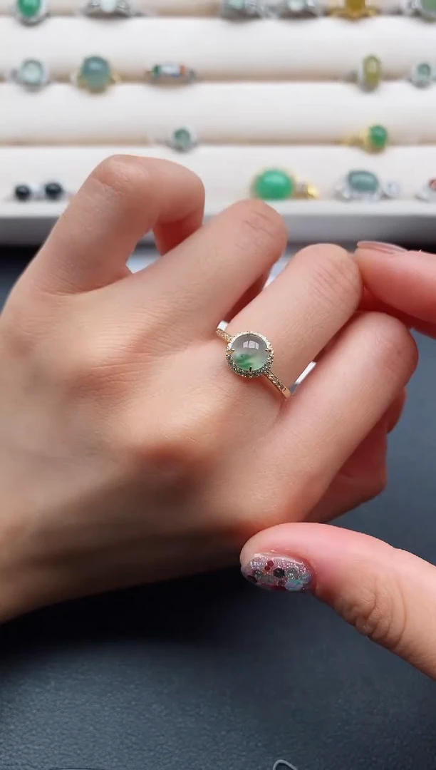 银S925镶嵌戒指翡翠22222222+7
