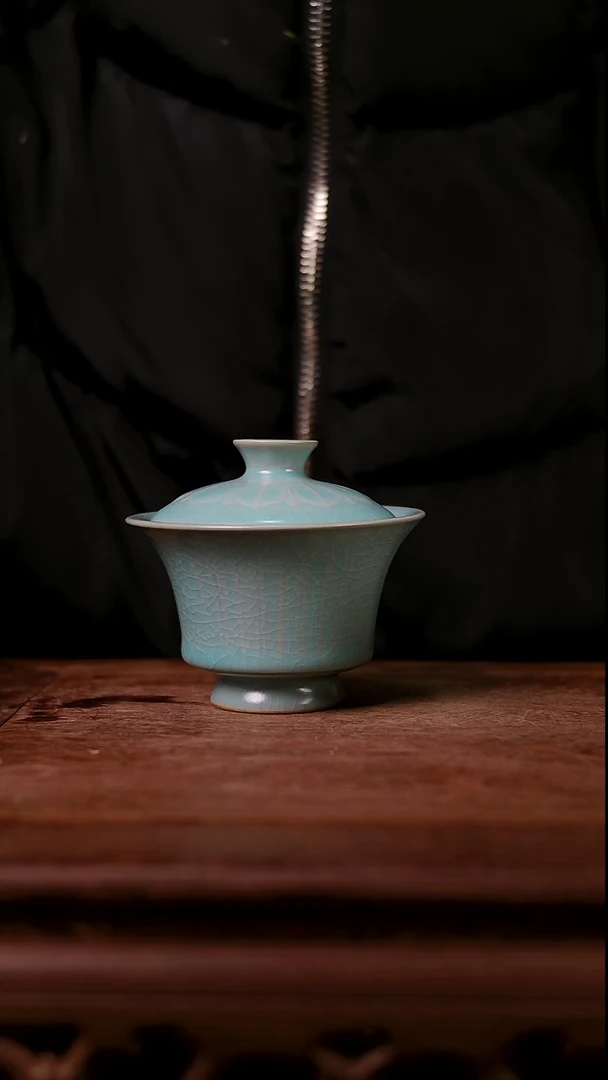 盖碗陶青霁汝窑仿古釉   二才盖碗