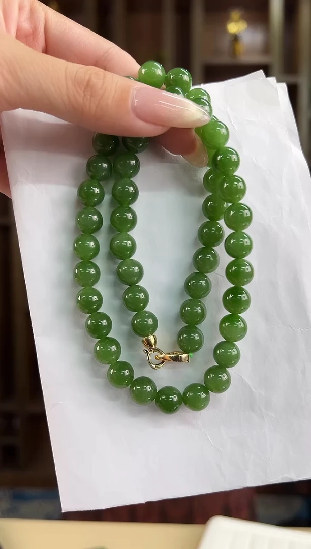 和田玉未镶嵌项链和田玉碧玉9-10MM妈妈链