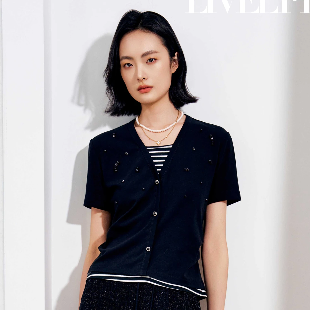 俪妍【LIVELY·YAN】25夏季新款T恤31495假两件经典时尚短款气质