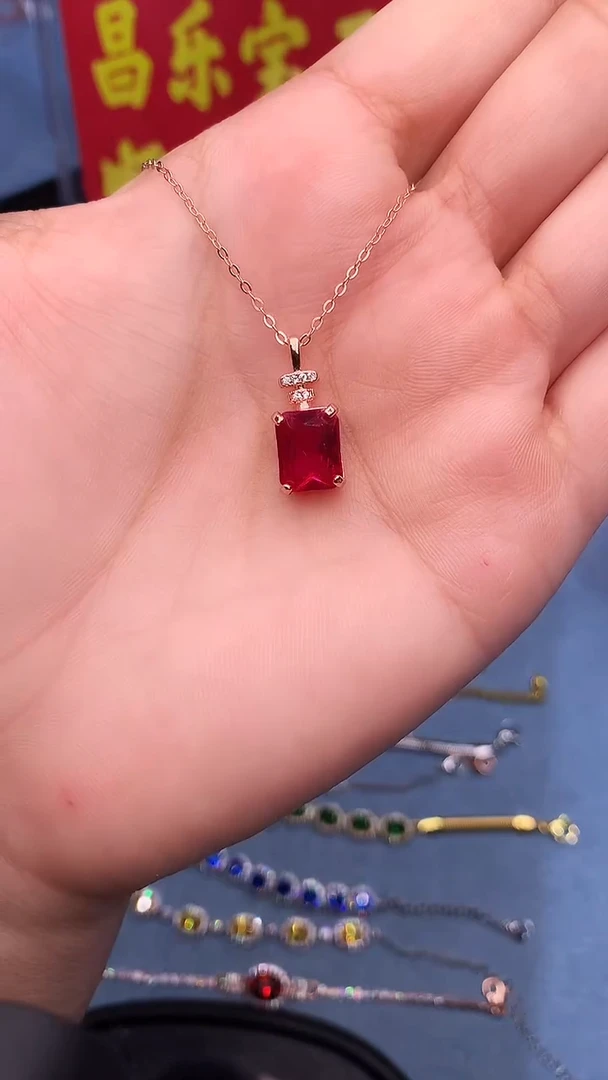 【闪购商品】红宝石吊坠(赠链)银S925镶嵌11111