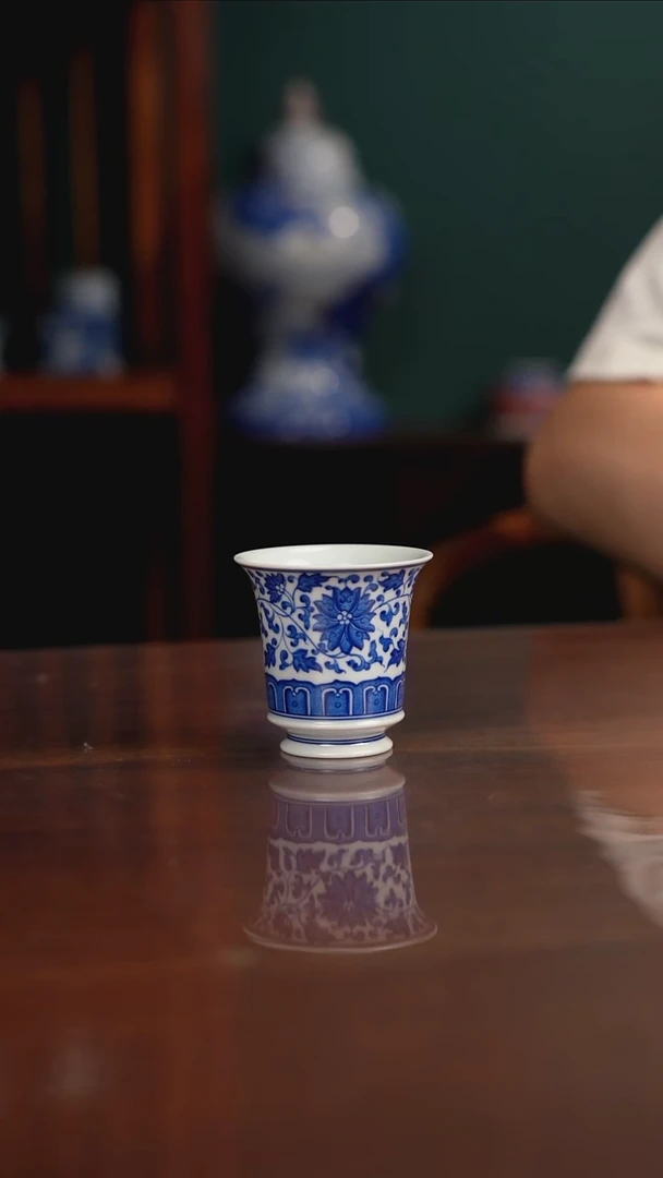 晓月柴窑 缠枝闻香杯