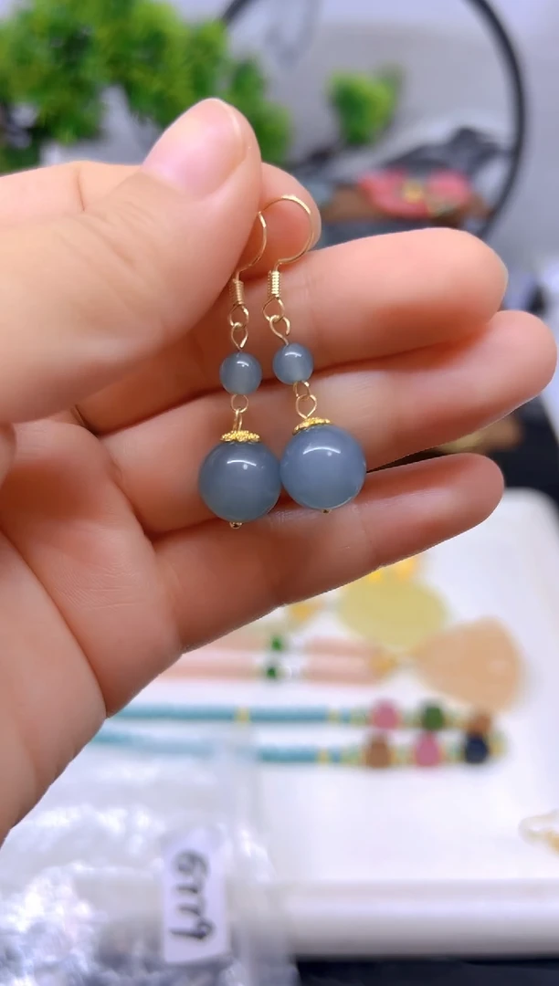 翡翠14K金镶嵌耳饰E779