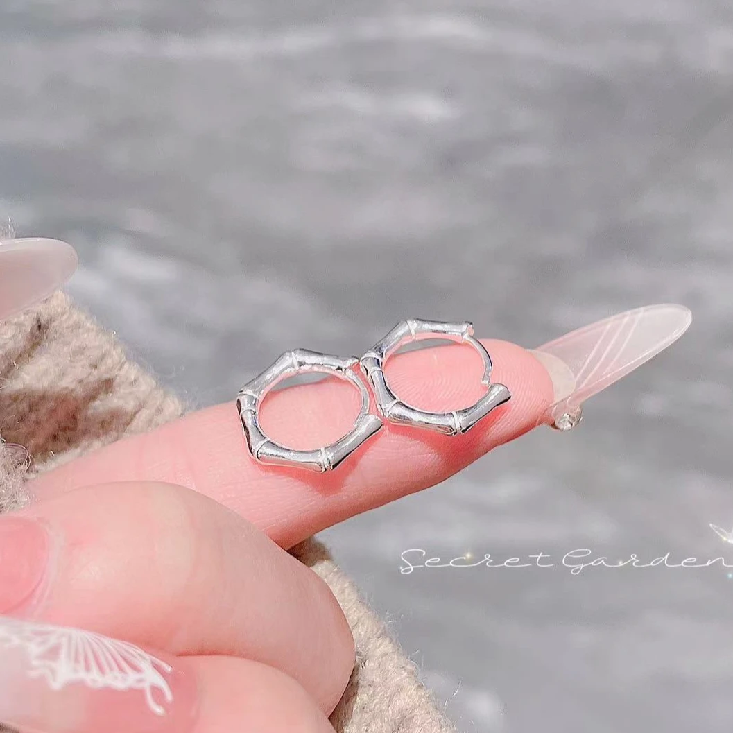 足银耳饰 A8194【竹节耳扣】足银990经典百搭精致气质简奢节节高