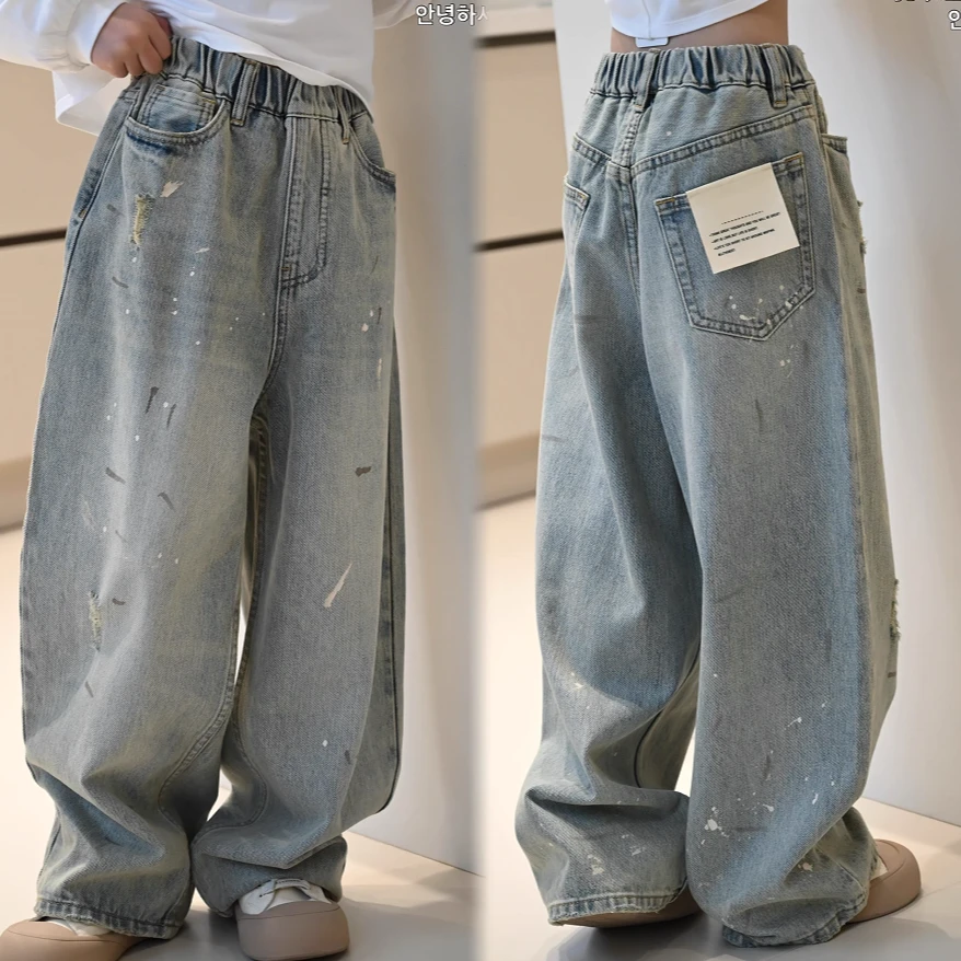 女童直筒牛仔裤春夏2025单裤童装男童儿童百搭学生女孩休闲长裤子