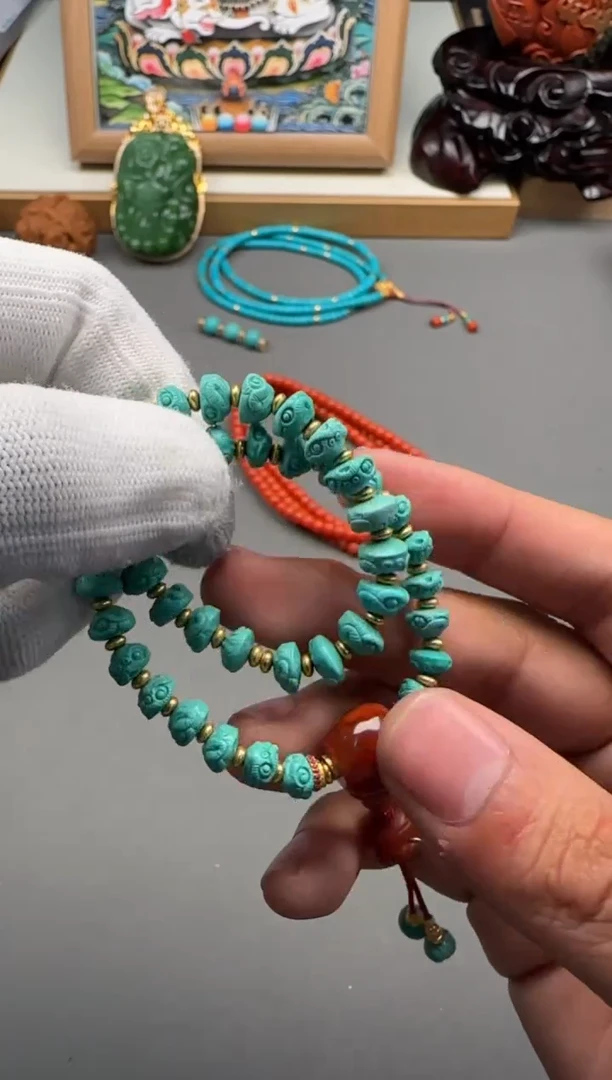 【闪购商品】绿松石手串手串18K金镶嵌手串手串