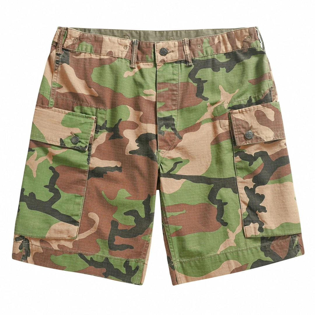 双R 换吊牌 剪部分水标 美式复古 休闲迷彩短裤Y