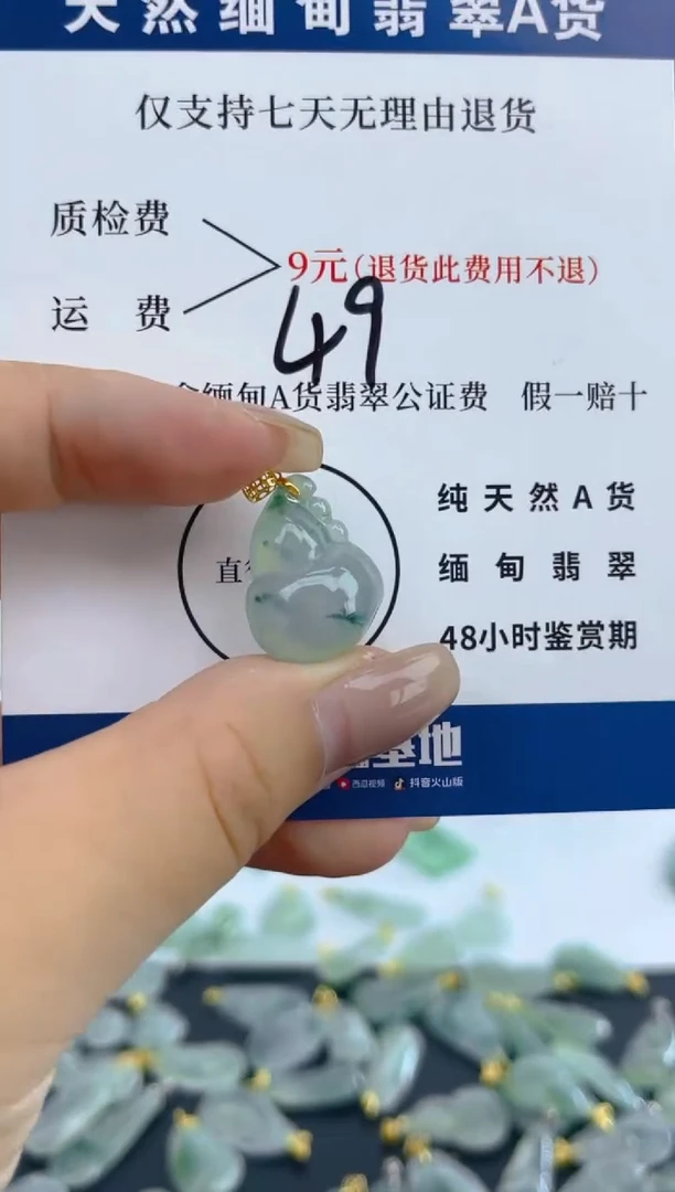 颈饰18K金镶嵌翡翠天然A货翡翠  49