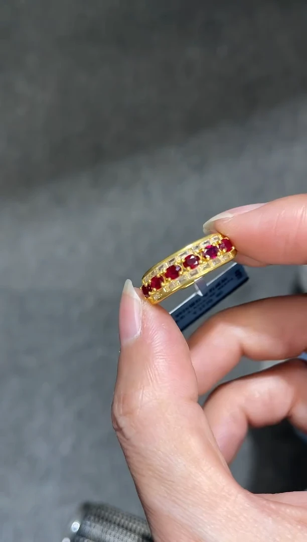 银S925镶嵌戒指红宝石成品