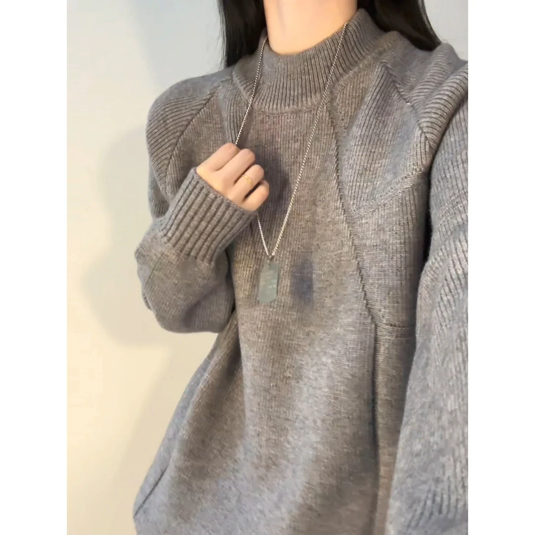 半高领毛衣男士秋冬季2025新款简约针织打底衫加厚保暖中领毛线衣