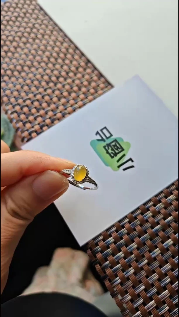 【闪购商品】翡翠戒指银S925镶嵌翡翠戒指S925银镶嵌