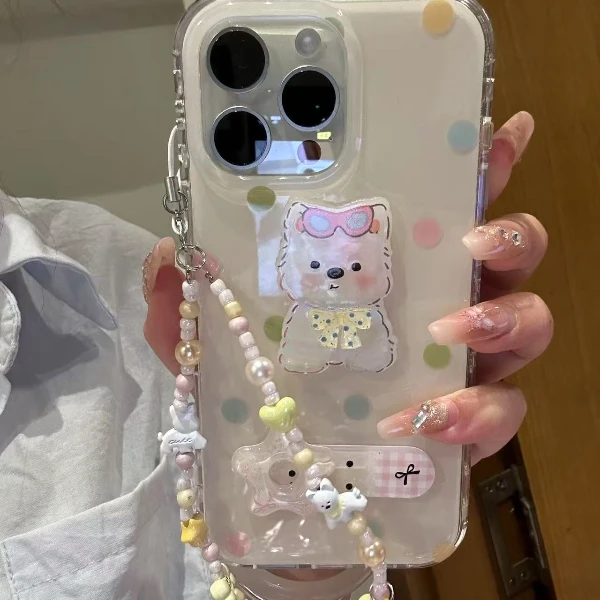 彩色波点立体西高地适用于iPhone16promax手机壳15少女心14可爱13