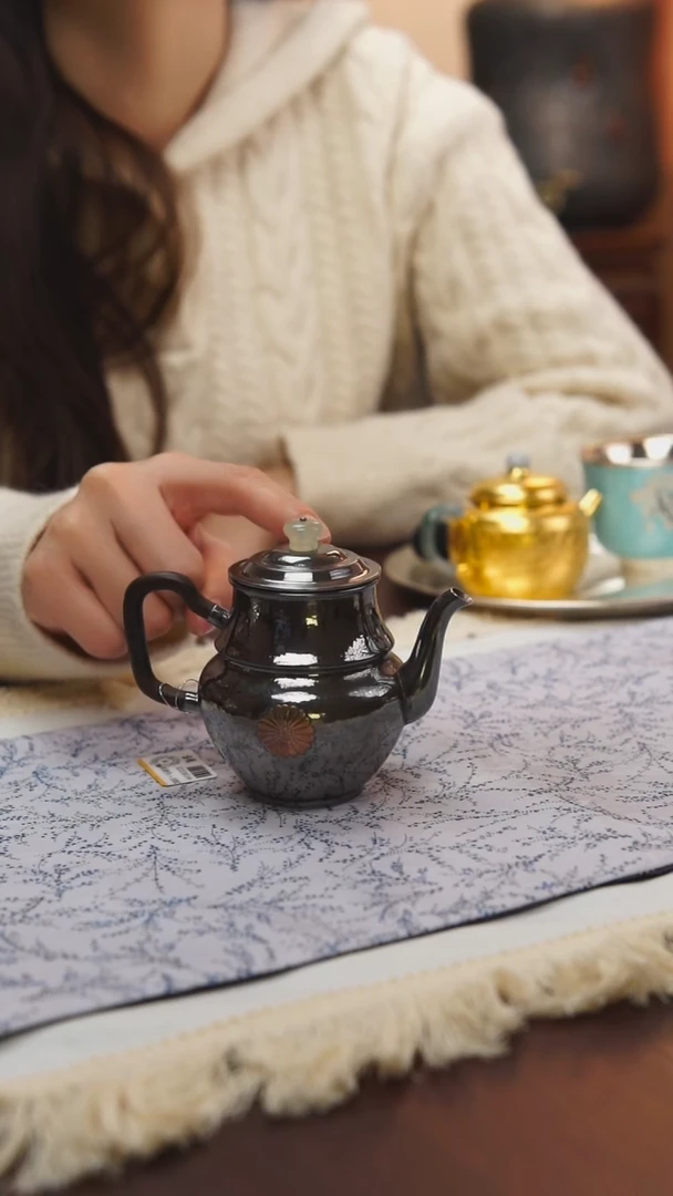 古悦足银999泡茶壶