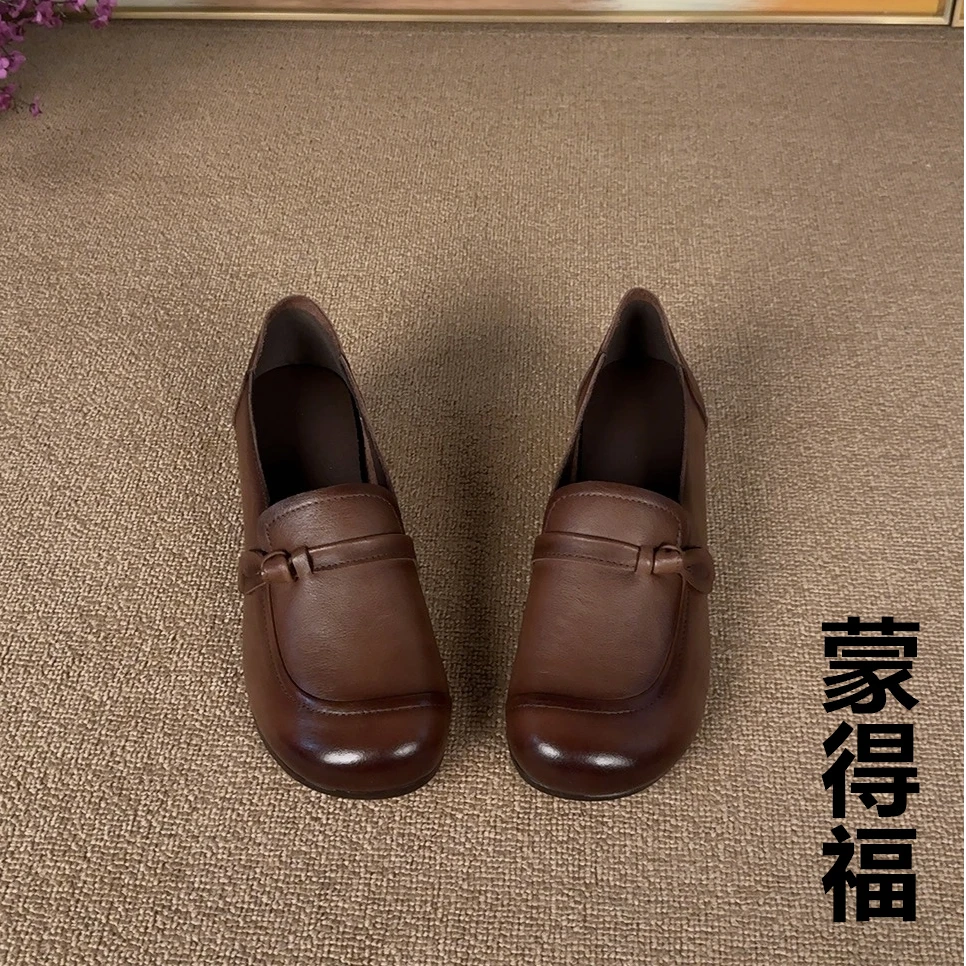 秋季拼接浅口单鞋软底百搭机能乐福单鞋