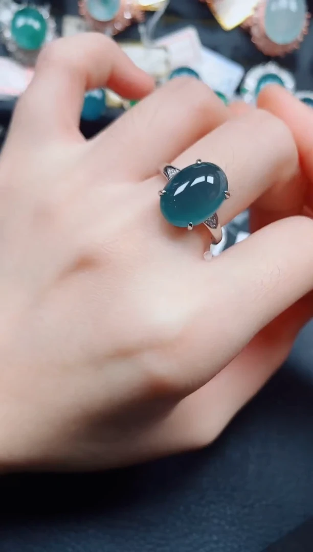 银S925镶嵌戒指翡翠翡翠
