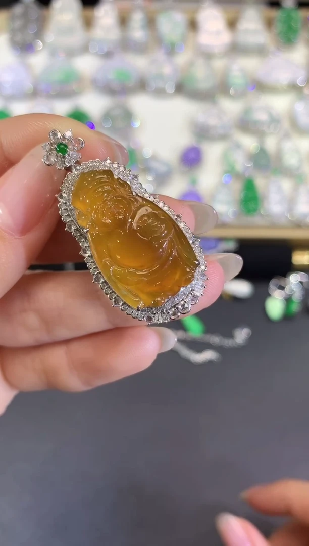 吊坠(不含链)18K金镶嵌翡翠51-米爷