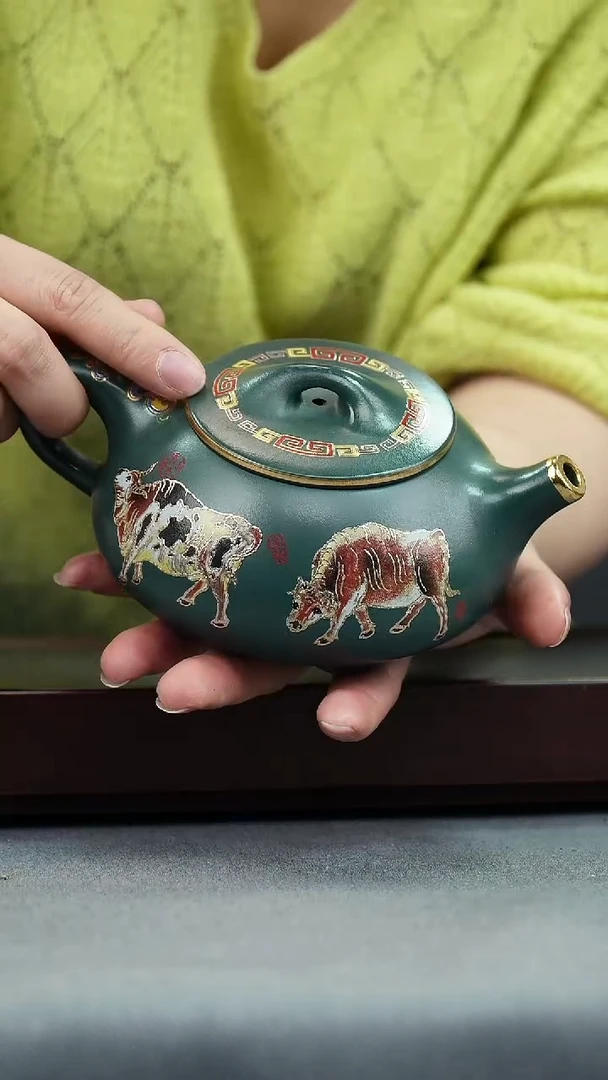 【闪购商品】紫砂茶壶苏门答腊青 景舟石瓢 五牛图