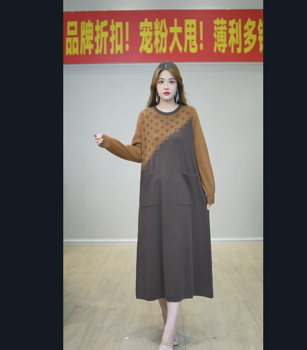 【嘉施兰格】1590潮款连衣裙2025初秋优雅中长款纯色长袖裙子上新