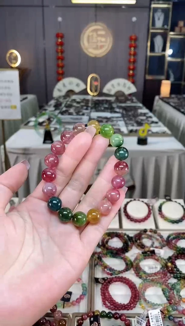 未镶嵌冰透体老矿碧玺色标单圈手串11mm+碧玺hon多样性发一条