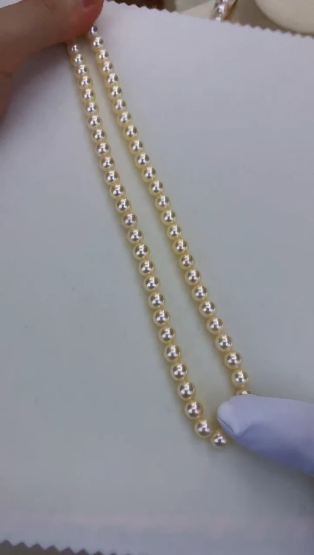 银S925镶嵌DA海水珍珠 GD114 6.5-7 羽皇金串链