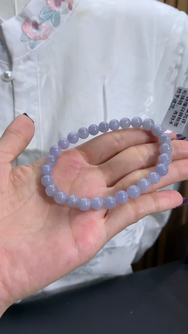 未镶嵌手串翡翠淡蓝紫 卡6.8mm