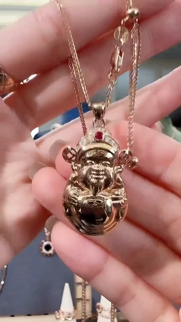 吊坠(不含链)钻石18K金镶嵌18K金钻石财神吊坠