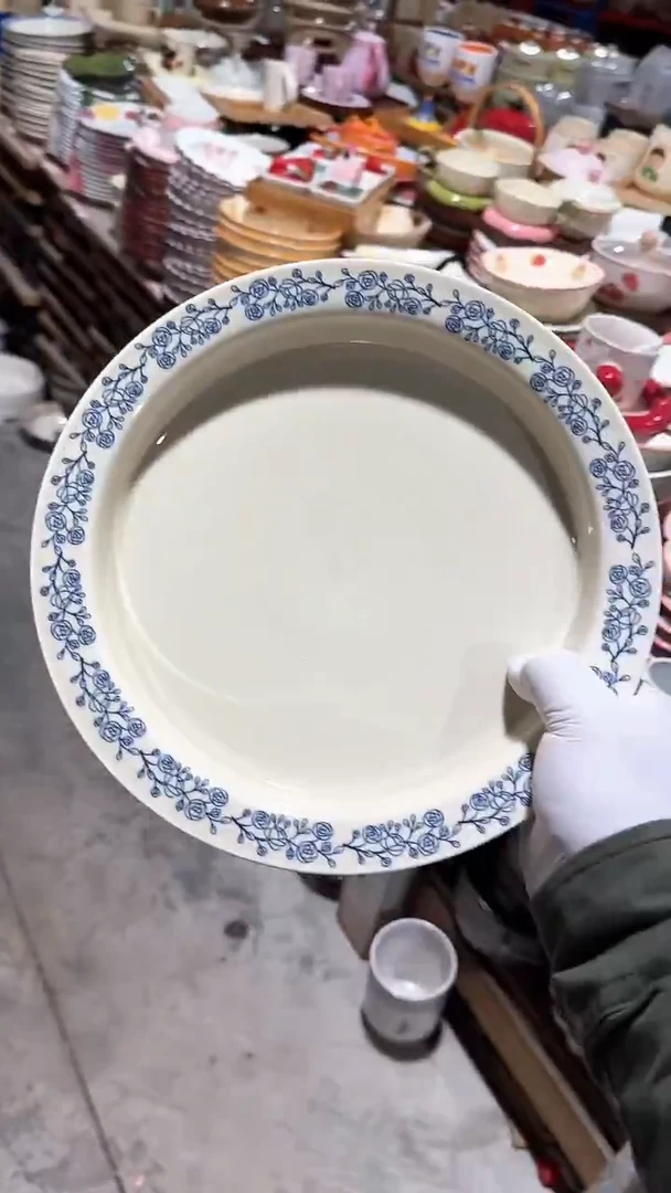 陶瓷蓝玫瑰大号圆盘微瑕 凑满20元包邮