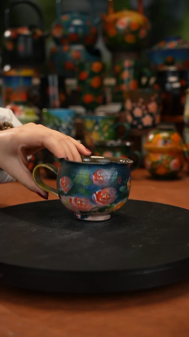 紫砂油画手绘釉下彩