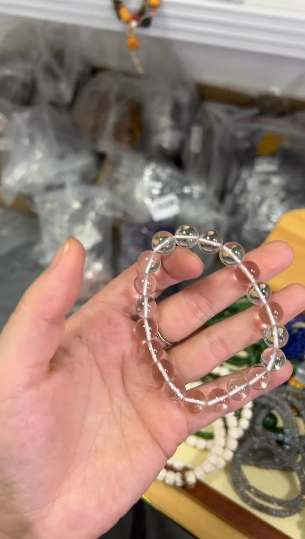 【闪购商品】水晶手链未镶嵌奶白晶水晶圆珠手链[0856]