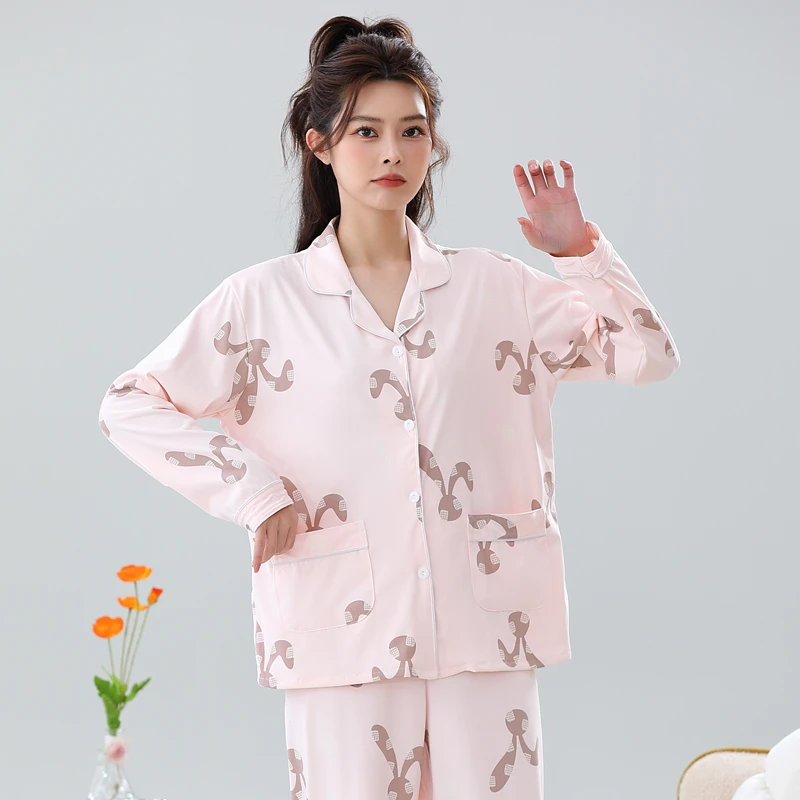 睡衣女秋冬新款2025年长袖休闲网红爆款可外穿大码家居服两件套装