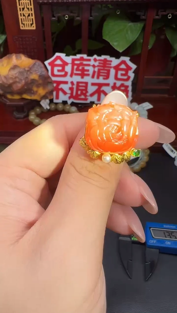 银S925镶嵌南红玛瑙戒指戒指多样性发其一tn78