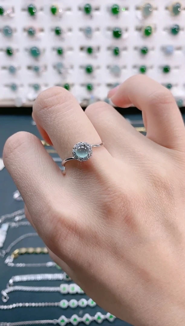 【闪购商品】翡翠戒指银S925镶嵌天然翡翠