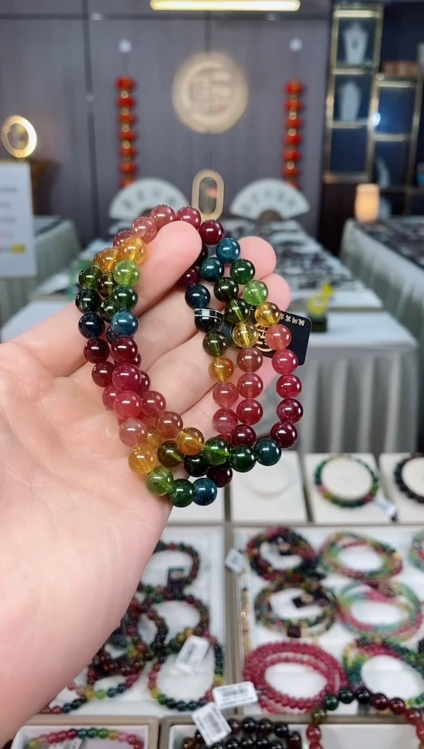 未镶嵌收藏级老矿碧玺三圈手串7mm+碧玺xion多样性发一条