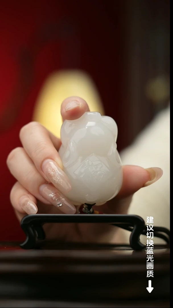 玉【吉祥福猪】天然玉石手把件