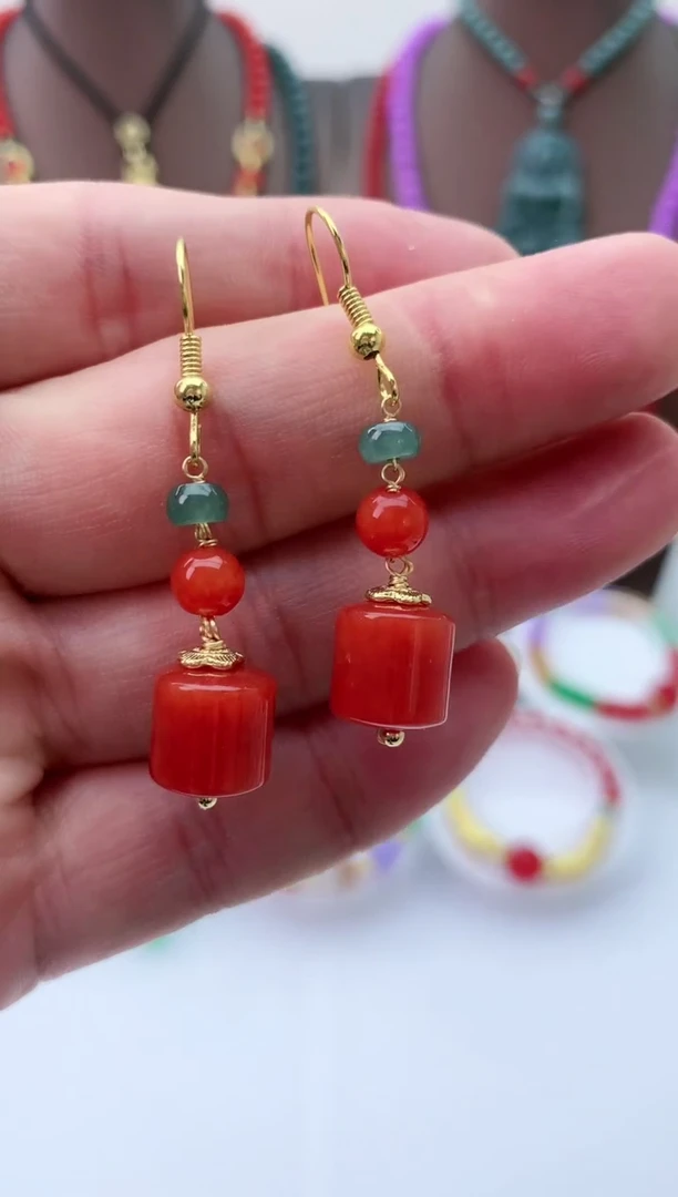 【闪购商品】翡翠耳饰14K金镶嵌R95耳坠