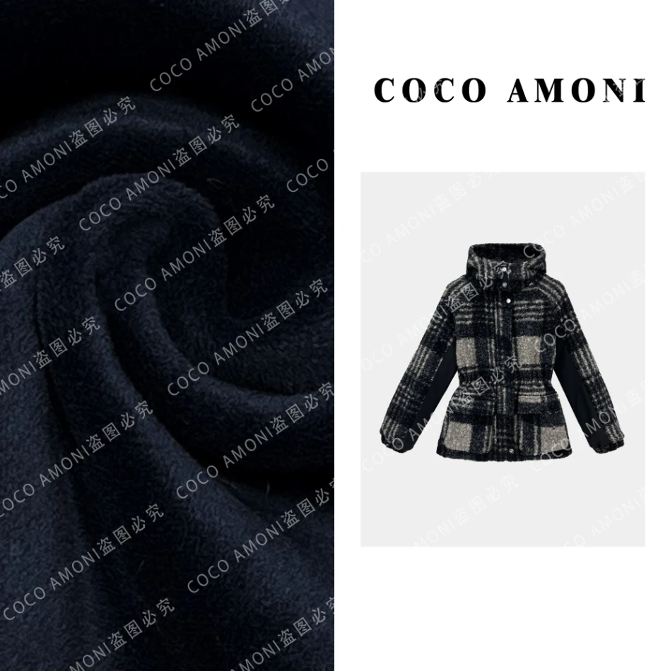 [曼姐]爆款抽绳户外防风收腰休闲连帽加绒长袖冲锋衣外套AB924