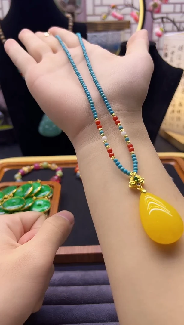 【闪购商品】蜜蜡颈饰14K金镶嵌X300