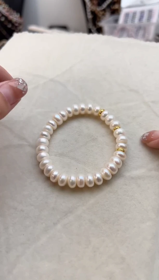 未镶嵌淡水珍珠41弹力绳*算盘手链8mm+无核