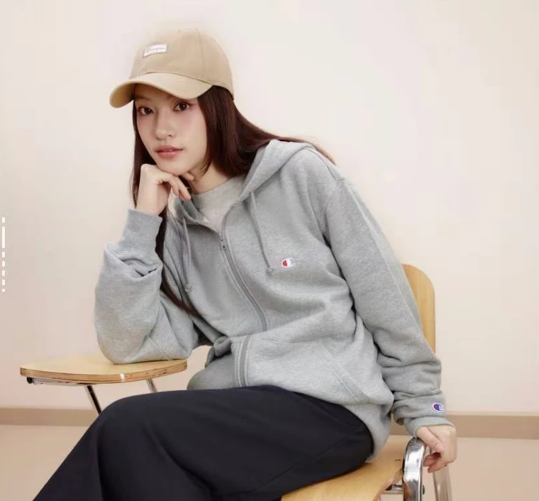 CHAMPION日版Logo拉链休闲运动百搭舒适卫衣  男女C3-Q103