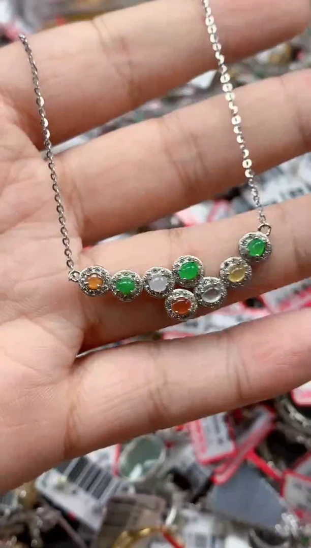 银S925镶嵌戒指翡翠天然A货缅甸翡翠