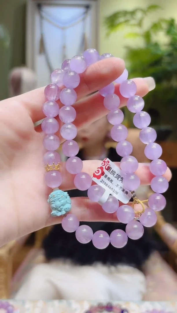 【闪购商品】锂辉石手串18K金镶嵌绿松象紫锂辉项链