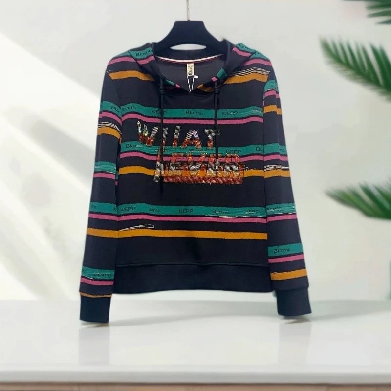 【黑夜彩条连帽衫】欧韩时尚卫衣秋款时尚风卫衣连帽秋季长袖