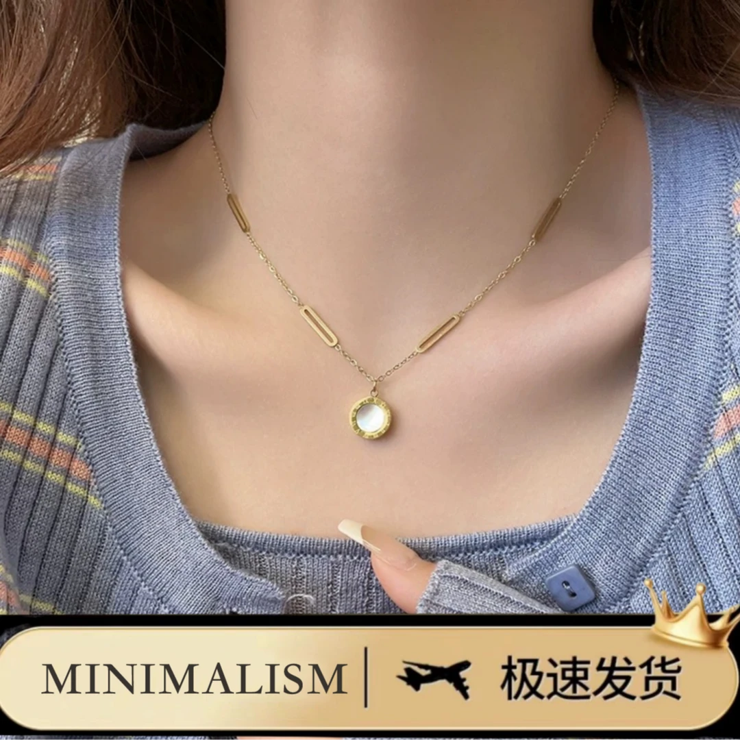 铜合金项链 「黑曜白晞」双面佩戴~轻奢小众高级设计数字项链S-071