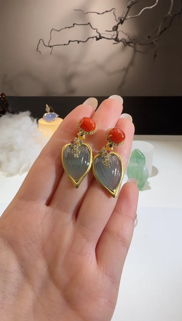 【闪购商品】翡翠耳饰银S925镶嵌【鑫鑫】