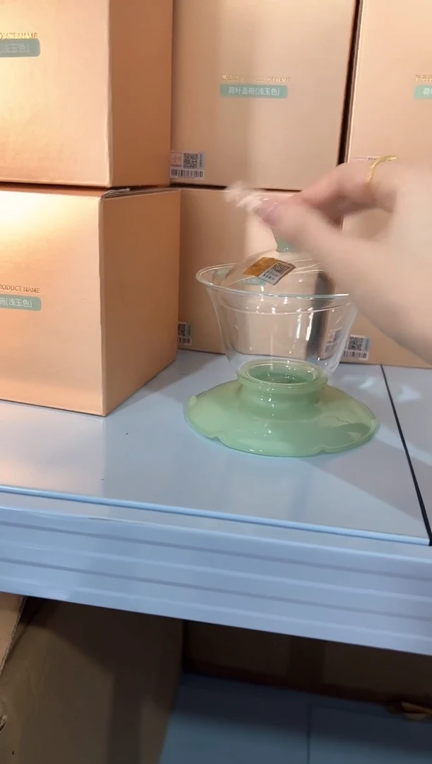 禾器 荷叶盖碗 浅玉