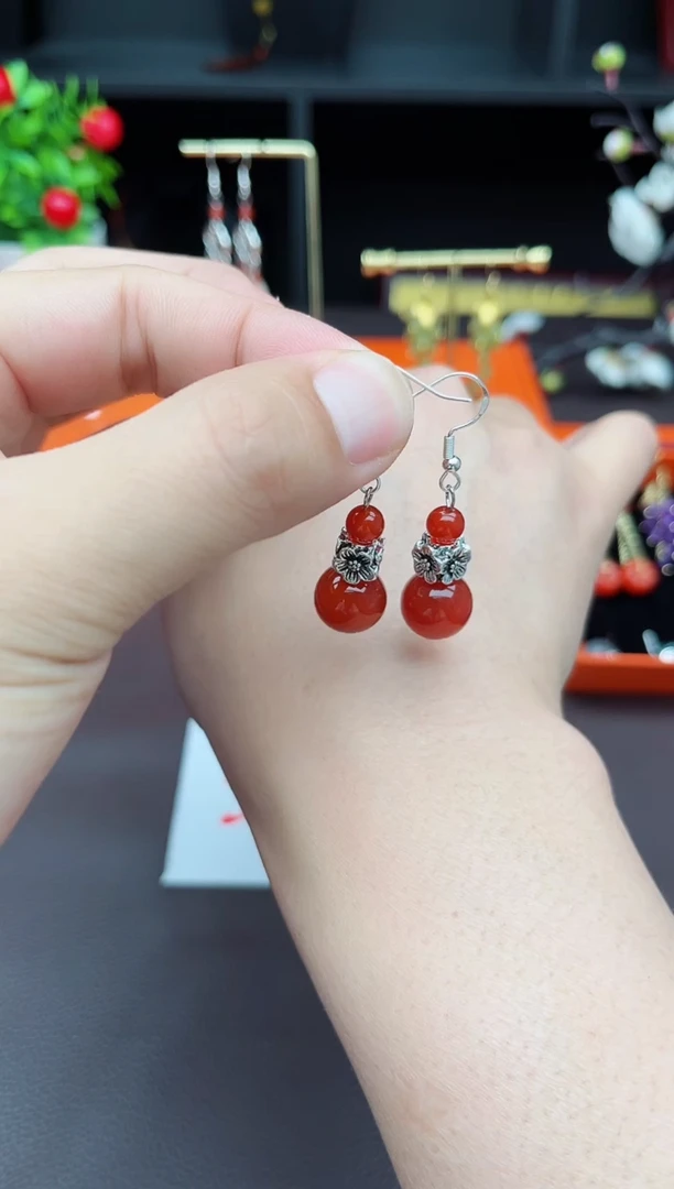 玛瑙/玉髓耳饰银S925镶嵌422000