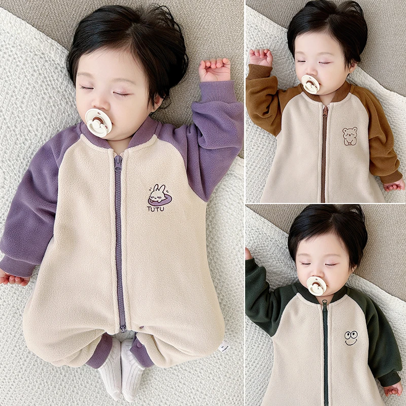 【大眼萌仔】插肩袖摇粒绒连体衣