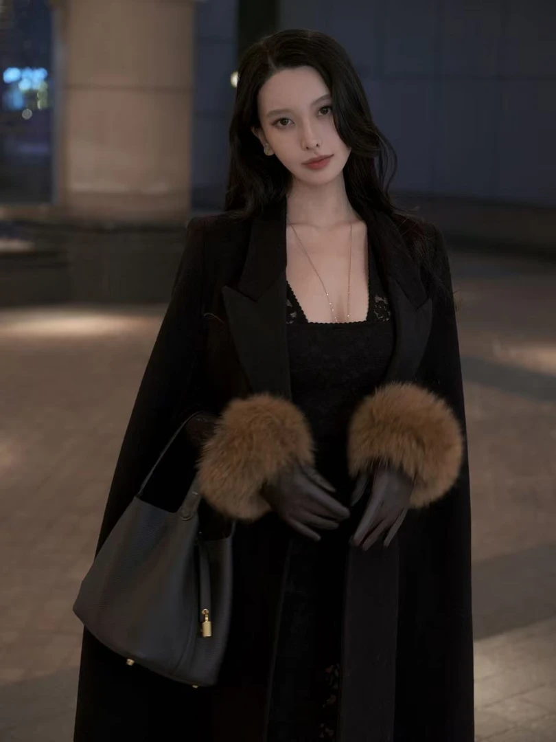 孙智惠zs「夜与法兰西」法式复古高支羊毛斗篷秋冬款披风大衣