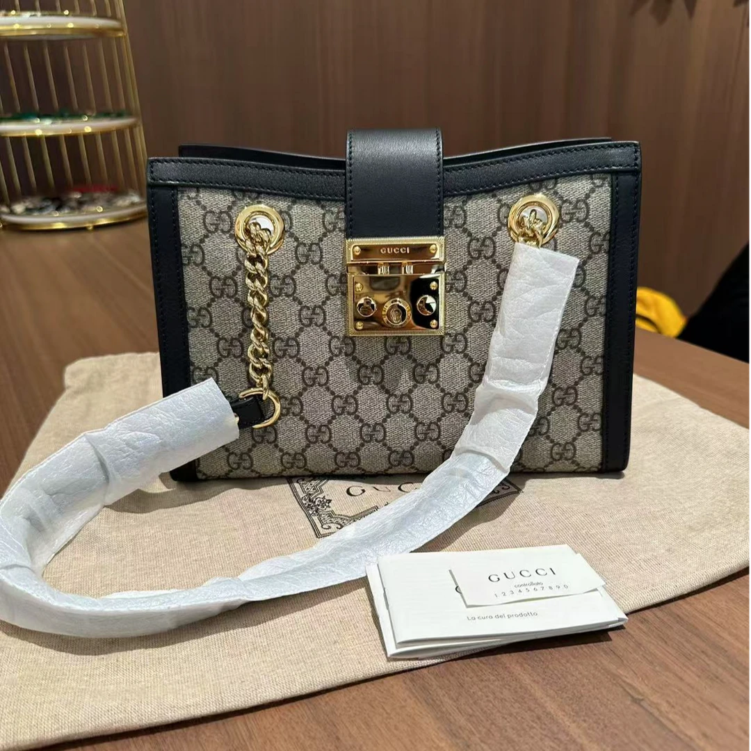全新未使用 GUCCI/古驰 Gucci老花拼黑色 padlock 小号